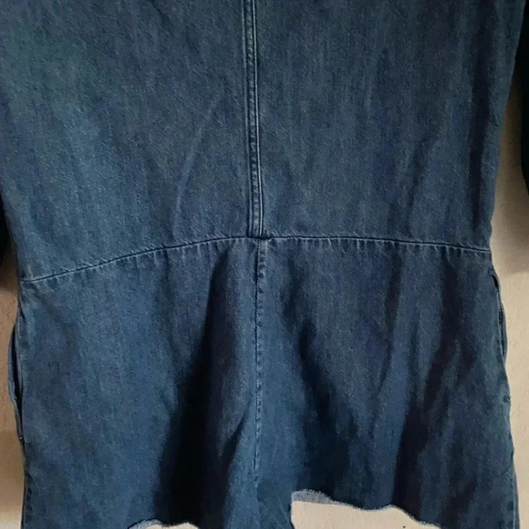 Zara Denim 3/4 Sleeve Playsuit\Romper Raw Hem/Wrist Pockets Y2K Retro Size L - Picture 9 of 10